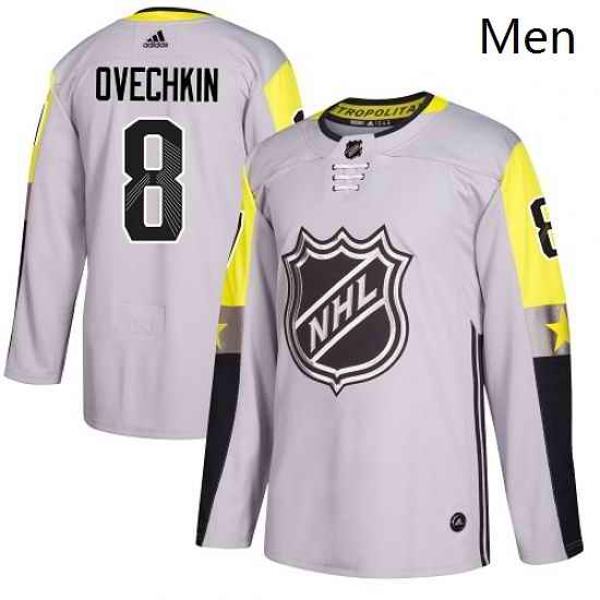 Mens Adidas Washington Capitals 8 Alex Ovechkin Authentic Gray 2018 All Star Metro Division NHL Jersey
